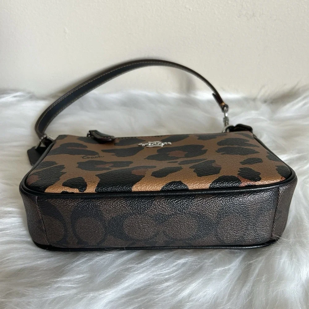Coach Nolita‎ 19 Leopard Print Brown Coated Canvas Shoulder Bag Excellent - Picture 3 of 8